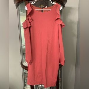 Mauve Ruffle Trim Puff Sleeve Maternity Dress